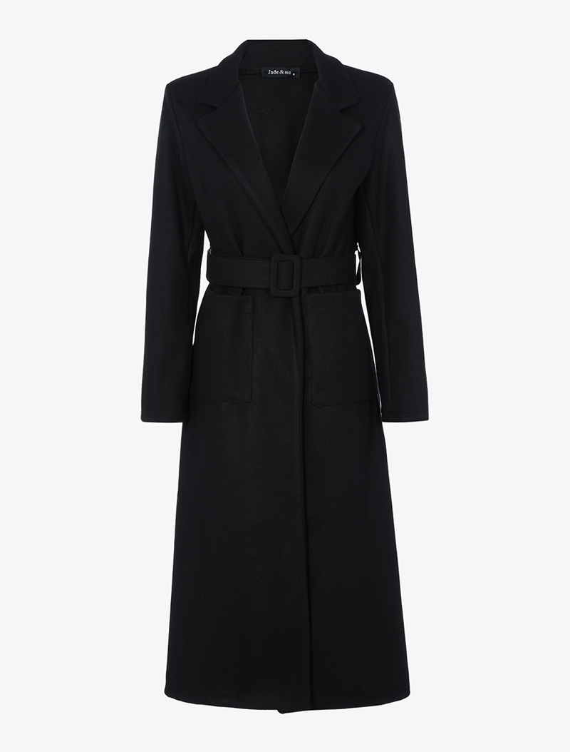 manteau long en feutre - noir - femme -