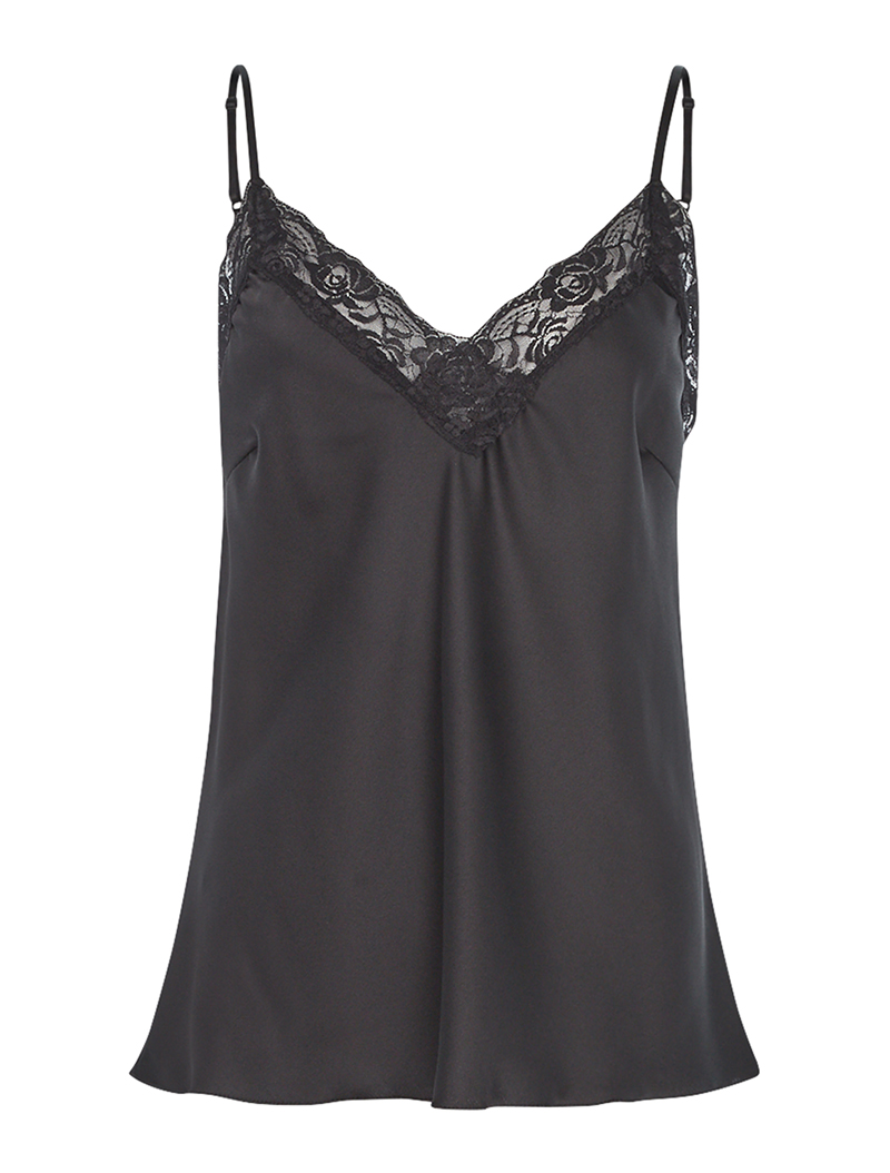 caraco style lingerie �� bordure dentelle - noir - femme -