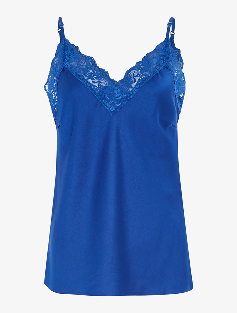 caraco style lingerie �� bordure dentelle - bleu ��lectrique - femme -