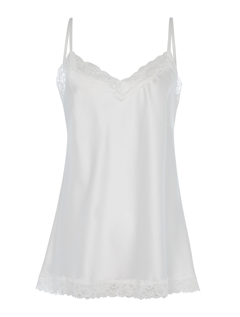 caraco style lingerie �� bords dentelle - blanc - femme -