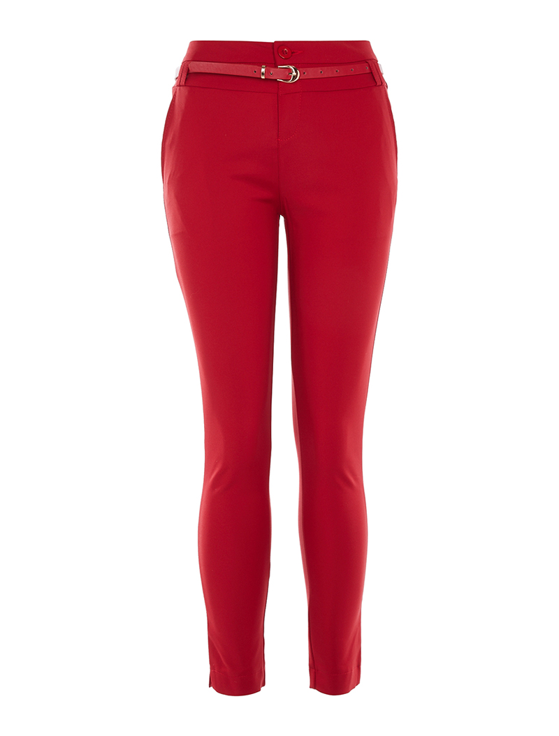 pantalon casual basic  ceintur�� - rouge - femme -